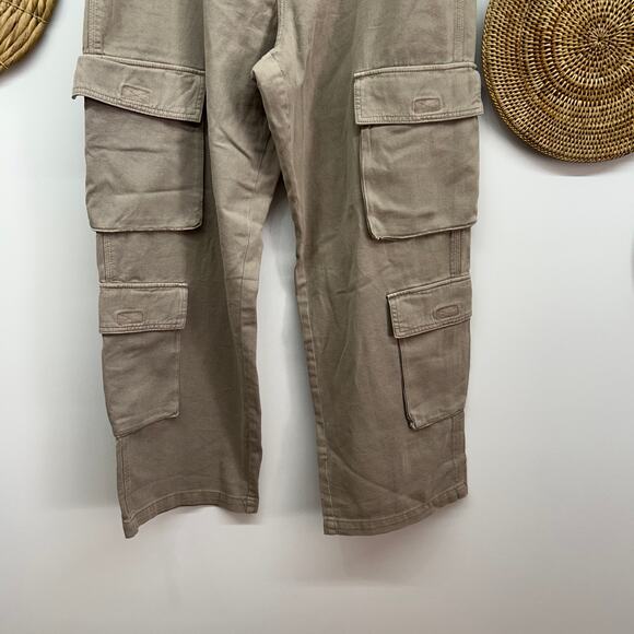 NEW H&M Brown Tan Neutral Casual Loose Fit Cargo Pant Y2K Style Plus Size 16 - Picture 4 of 6